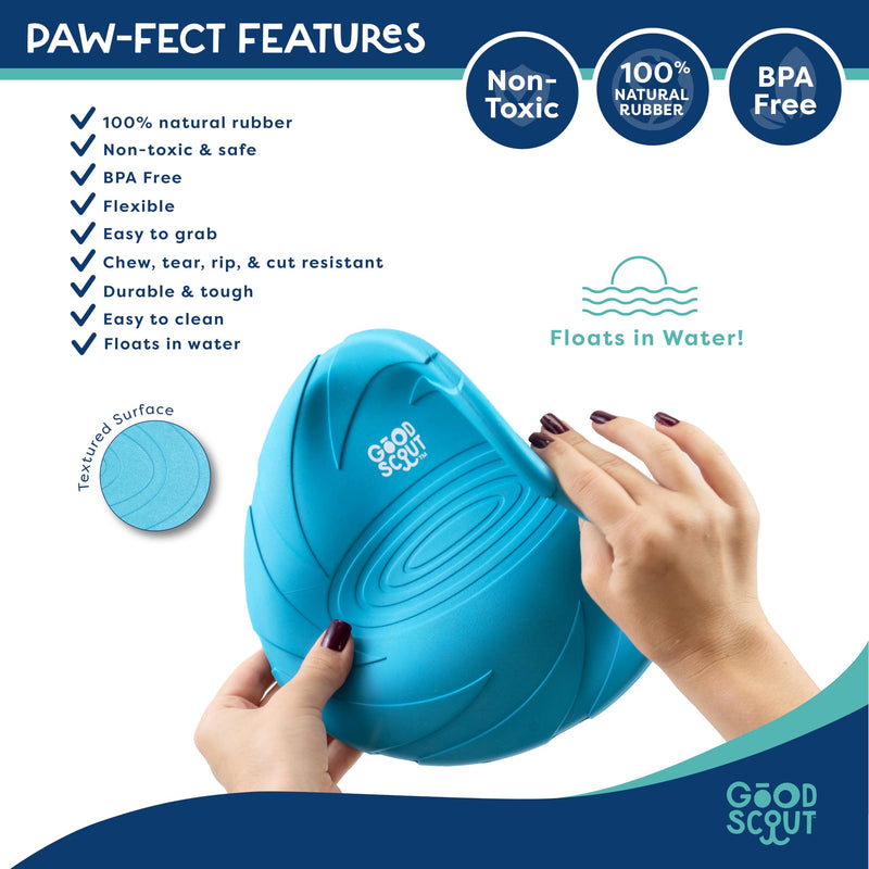 Good Scout Frisbee Dog Fetch Toy, Indoor and Outdoor Rubber Dog Toy for Medium and Large Dogs - PawsPlanet Australia