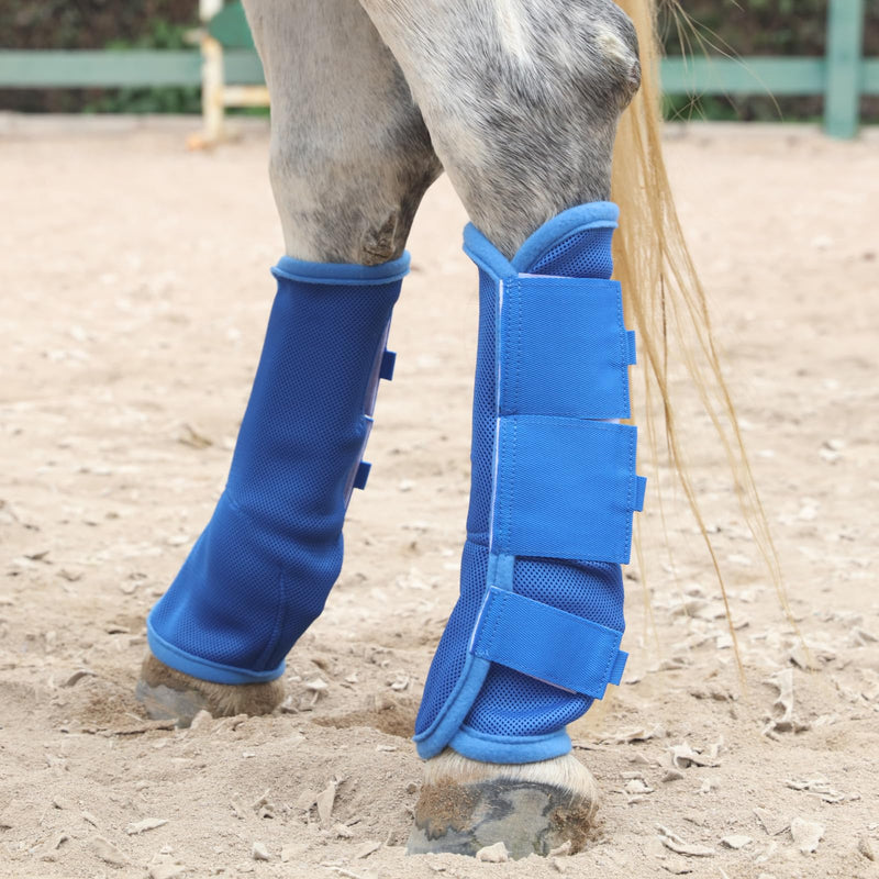 Horse Fly Boots Set of 4, Breathable Comfy Mesh Fly Boots for Horses, Non-Slip Horse Fly Leggings No More Stomping & Horsefly Nuisance Darkblue Full Dark Blue