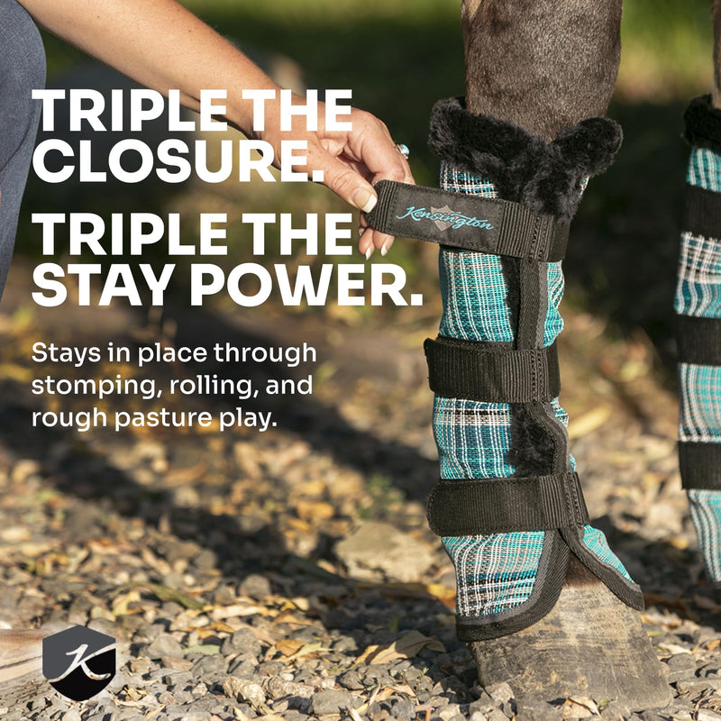 Kensington Protective Products Horse Fly Boots - Fleece Trimmed - Stay-Up Technology - Protection from Insect Bites and UV Rays - Sold in Pairs (2 Boots) Large 2017 - Lavender Mint