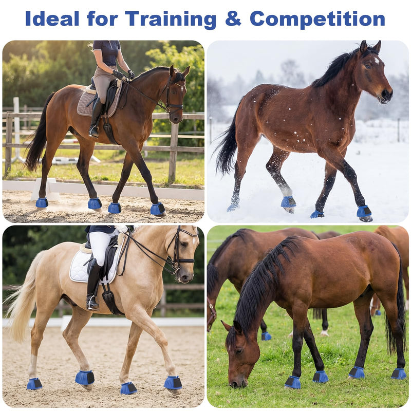 Bell Boots for Horses, Protect Against Hoof Impact Trauma, Rubber Bell Boots for Horses, Made of Rubber,1 Pair Blue