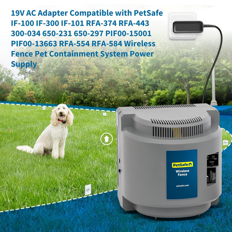 for PetSafe Wireless Fence Power Cord, TAIFU 19V AC Adapter for PetSafe IF-100 PIF-300 IF-101 300-034 RFA-443 650-231 650-297 PIF00-15001 PIF00-13663 RFA-554 RFA-584 Wireless Fence Pet Power Cord - PawsPlanet Australia