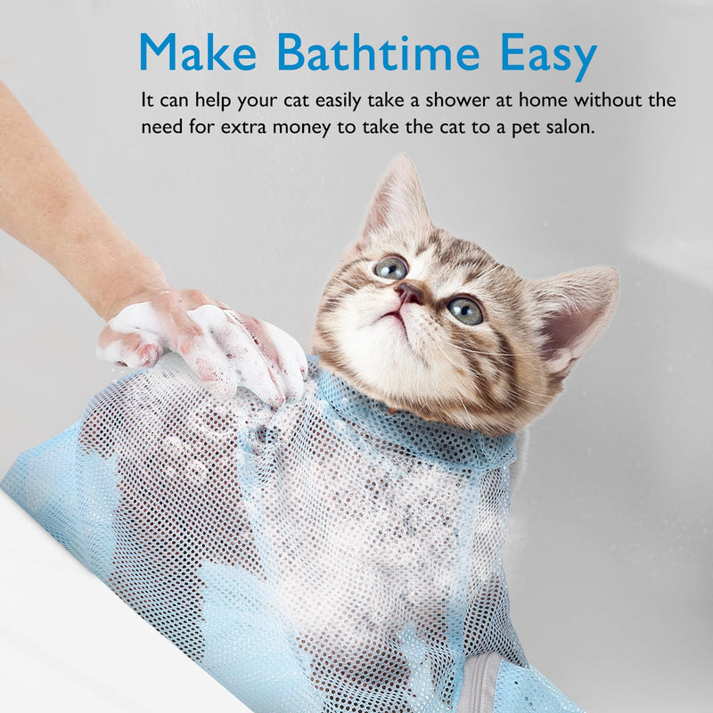 SUPVOX Adjustable Breathable Cat Bathing Bag with Muzzle for Grooming Nail Trimming and Shower Safety