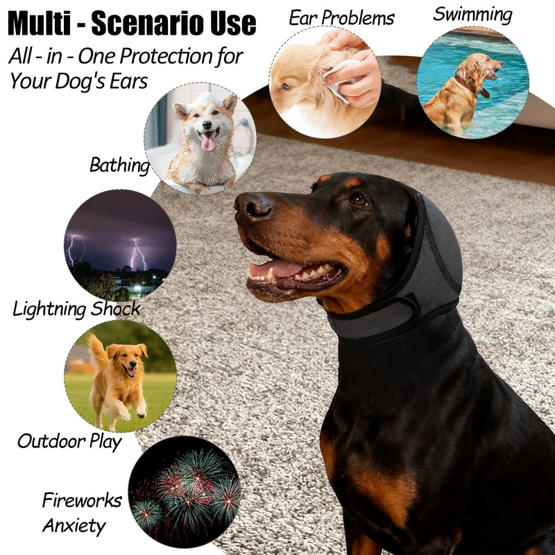 Dog Ear Protection Cover Comfort Dog Ear Muffs Noise Protection Calming Hood Ear Head Wrap Cups Shower Cap (S) S
