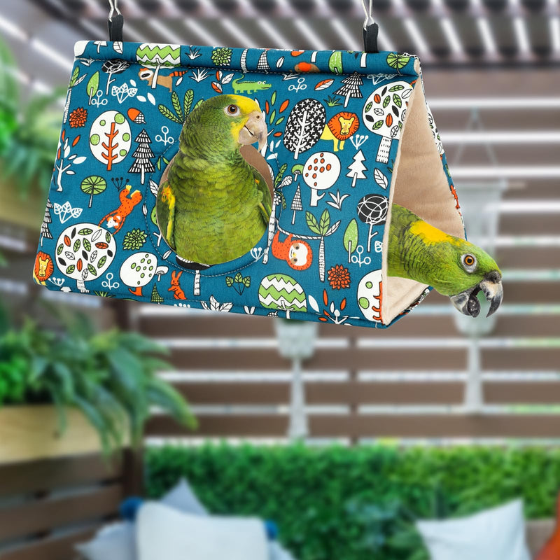 Rypet Winter Warm Bird Nest House - Hanging Hammock Velvet Shed Hut Cage Plush Fluffy Birds Hideaway Sleeping Bed Fuzzy for Parrot Parakeet Cockatiels Budgies Lovebird Small（Blue） Small (Pack of 1) Blue - PawsPlanet Australia