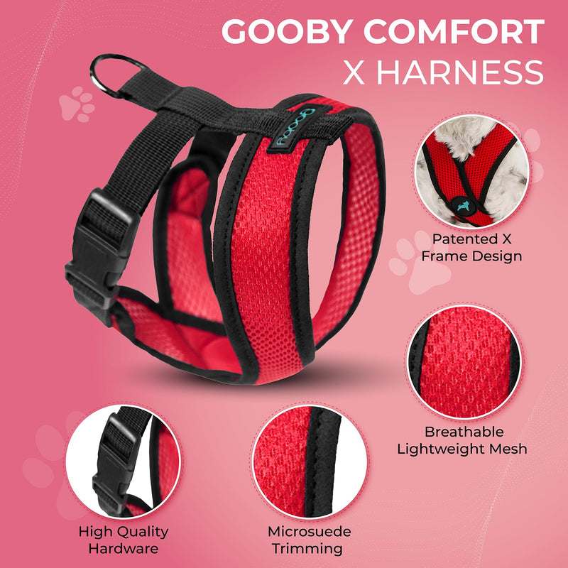 Gooby Comfort X Head in Harness - Red, Medium - No Pull Small Dog Harness, Patented Choke-Free X Frame - Perfect on The Go Dog Harness for Medium Dogs No Pull or Small Dogs for Indoor and Outdoor Use Medium Chest (14.25-18.75") - PawsPlanet Australia
