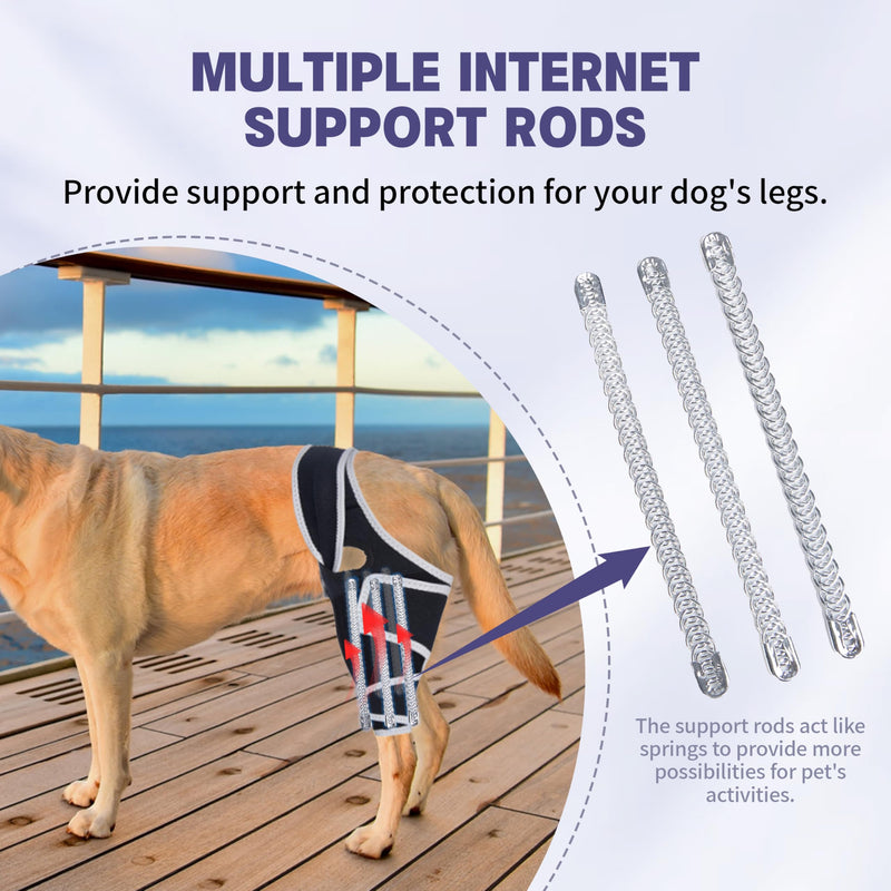 Dog Knee Brace for Torn Acl Hind Leg - Relieves Ligament Injury and Joint Pain, Adjustable Leg Support Bracket for Warmth and Support, Universal Dog Knee Brace for Four Legs,（Size XXL）.
