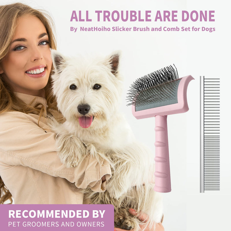 Large Wooden Slicker Brush for Dogs & Mid Plastic Slicker Brush for Goldendoodles & Pet Comb Value Kit,Slicker Brush for Poodles Doodle with Ergonomic Handle Best Extra Long Pin Dog Grooming Brush - PawsPlanet Australia