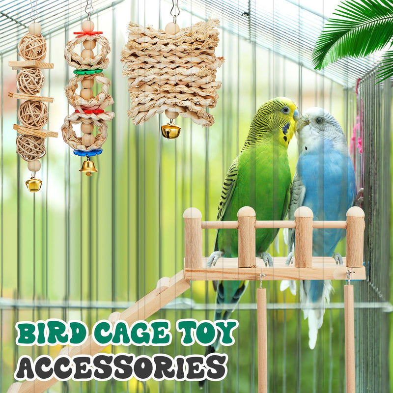 10 Pcs Parrot Swing Toys and Bird Perches Platform with Climbing Ladder Chewing Standing Hanging Parakeet Toys Bird Cage Accessories for Budgerigar Conure Cockatiel Love Birds and Finches - PawsPlanet Australia