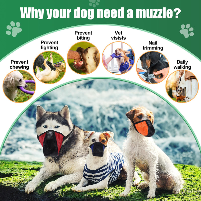 6 Sizes Dog Muzzle, Basket Air Mesh Muzzles Breathable Adjustable Full Coverage Dog Muzzle Cover for Small Medium Large Dogs, Anti Biting Barking Chewing - PawsPlanet Australia
