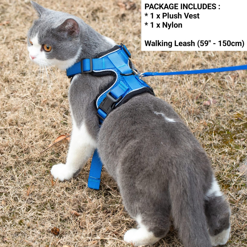 Mr. Peanut's PurrTrek Reflective Cat Harness with Matching Leash (Extra Small, Blue) Extra Small - PawsPlanet Australia