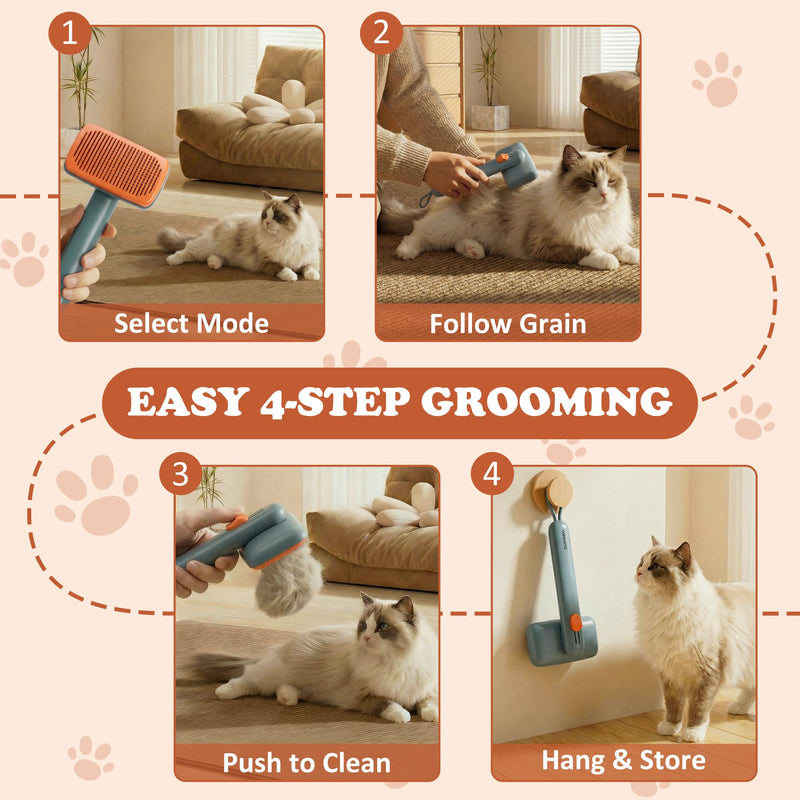 Self Cleaning Slicker Brush - Skin Friendly Pet Shedding Brush for Cats, Puppies, Long & Short Hair, Painless Deshedding & Massaging Tool(Green) Green