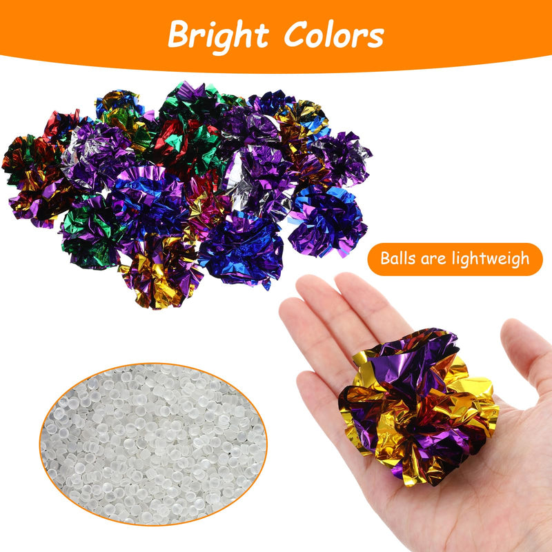100PCS Crinkle Cat Toys, Colorful Polyester Film Crinkle Balls for Cats, 2.36 Inch Interactive Chew and Chase Cat Ball Toys for Kitten Exercise and Indoor Play - PawsPlanet Australia