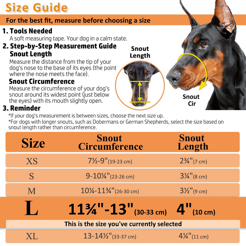 BARKLESS Dog Muzzle, Basket Muzzle for Biting, Chewing and Scavenging, Humane Cage Mouth Cover, Perfect for Grooming and Training Large Aggressive Reactive Dogs (L, Black) L