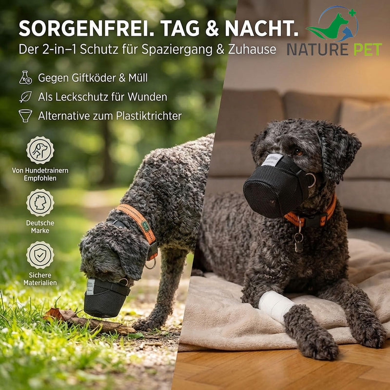 Nature Pet Poison Bait Protection Dog / Lick Protection for Wounds and Surgery / Instead of Plastic Collar or Collar / Protective Net Long Design (L) 2-black l