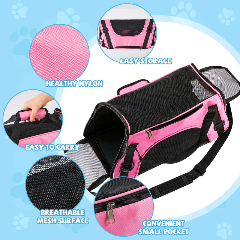 Sweetude 4 Pcs Cat Carrier Soft-Sided Pet Carrying Bag for Cat Under 13 Lbs, 16.9 x 11x 7.5 Inch, Portable Foldable Comfortable Bag for Small Pet Travel(Rose Red, Blue) Rose Red, Blue - PawsPlanet Australia