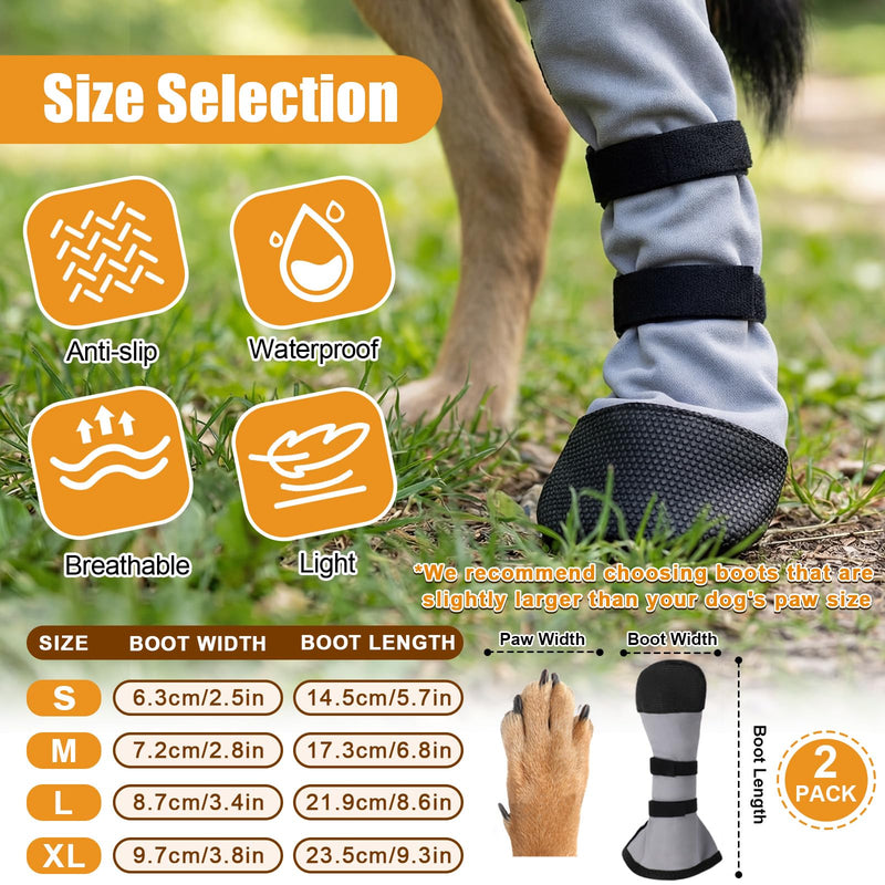2 Pcs Dog Paw Wound Recovery Boots Non-Slip Dog Protector Boots for Injured Paw Breathable Soft Pet Shoes for Wound Care Outdoor Walking(L,Gray) L Gray - PawsPlanet Australia