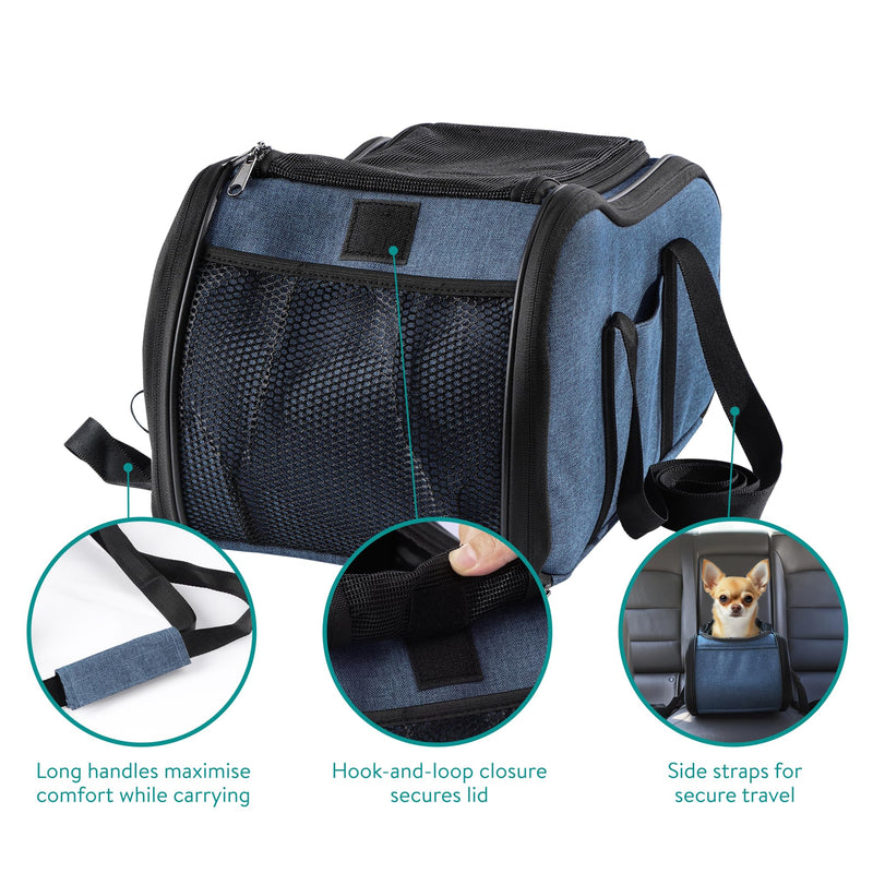 Navaris Dog Car Seat - Secure and Comfortable Pet Carriers for Small Dogs - Centre Console Car Seats - Booster and Bed with Zipper, Leash, and Cushion - Cat, Dog & Puppy Travel Bag - PawsPlanet Australia