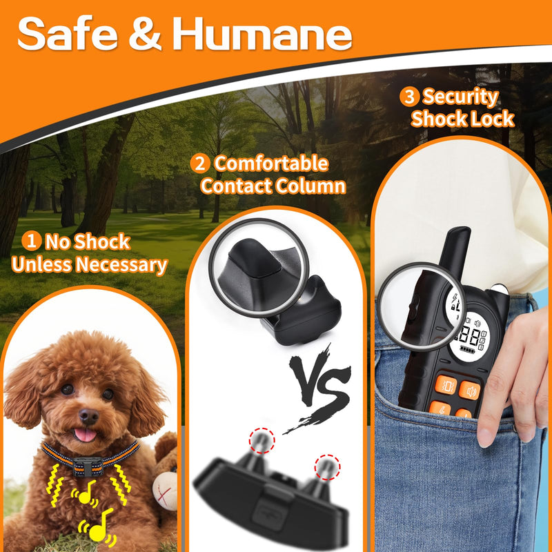 Tiniest Dog Shock Collar, Lightest Dog Training Collar with Remote for Small Dogs 5-15lbs & Medium Large Dogs/Puppies, Waterproof, Rechargeable, 1300ft Range (Orange) Orange - PawsPlanet Australia