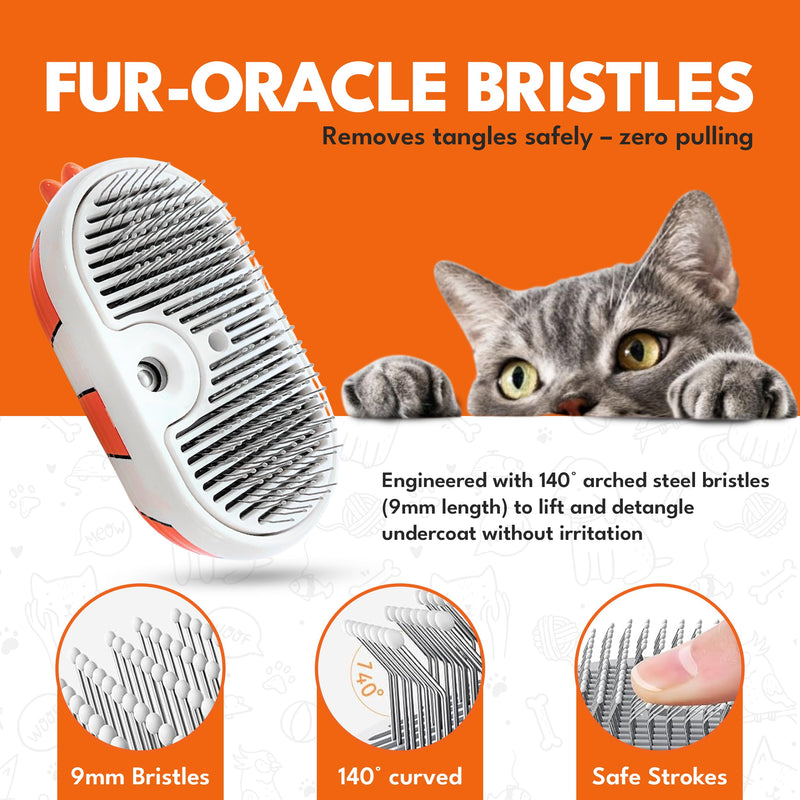 Cat Steam Brush for Shedding – 3-in-1 Grooming Tool with Mist Spray, Anti-Static, USB Rechargeable – One-Click Clean Brush for Cats and Dogs of All Fur Types - PawsPlanet Australia