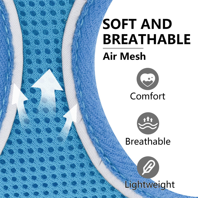 AIITLE Small Dog Harness, Triple-Layer Breathable Mesh, Adjustable Fit & Reflective Design, Choke-Free Over-The-Head Vest for Indoor/Outdoor Use, Perfect for Maltese, Chihuahua (S, Blue) S - PawsPlanet Australia