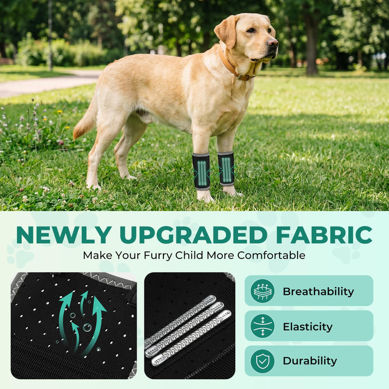 OHCOZZY Dog Front Leg Brace 2Packs with 3Metal Splints, Leg Splint Provides Wrist Carpal Support and Against Lick, Leg Wrap Protector for Wound Injury and Sprain Healing,M Black M