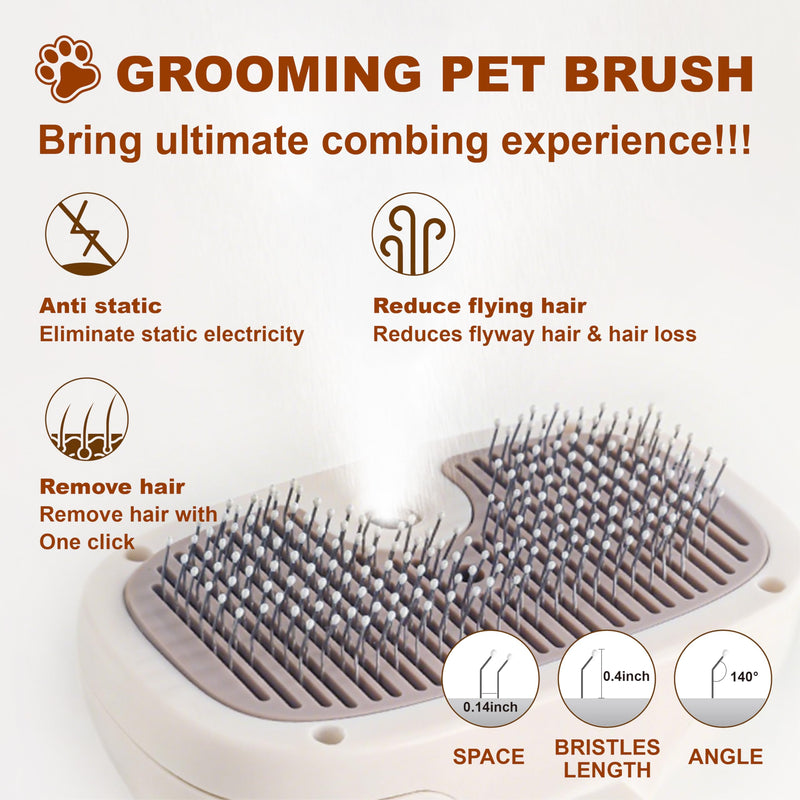 Cat Steam Brush, Dog Brush for Shedding, Pet Spray Hair Removal Comb, Pet Grooming Brush for Short & Long Haired Dogs & Cats,Spritz Defur Comb with Waterless Shampoo (White) Pet Brush+Shampoo - PawsPlanet Australia