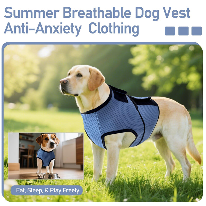 Dog Anxiety Calming Vest Breathable Mesh Anxiety Relief Shirt, Dog Thunder Jacket Calming Coat for Fireworks, Vet Visits, Separation, Noise Block, Pet Calming Wrap Jacket All Season Indoor Outdoor,3XL 3XL(Chest Girth:29"-35") Blue - PawsPlanet Australia