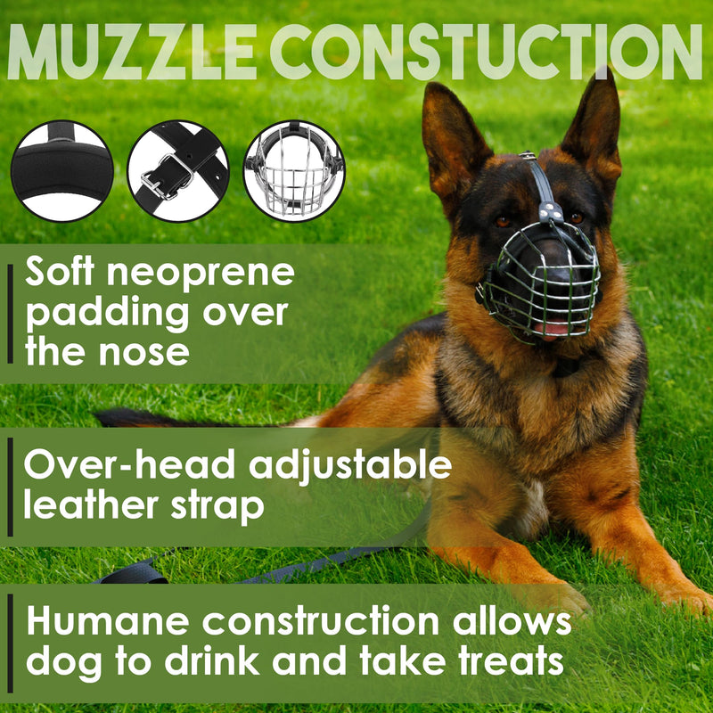 BRONZEDOG Dog Muzzle Wire Basket Metal Mask for Medium Large Dogs (Size 6: German Shepherds) Size 6: German Shepherds