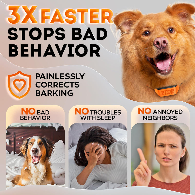 New 2025 No Shock Dog Bark Collar for Small Medium Large Dogs-Smart Chip Adjusts to Stop Barking in 1 Minute-Highly Effective Vibration and Sound Stops Barks Fast with No Pain-Safe Orange - PawsPlanet Australia