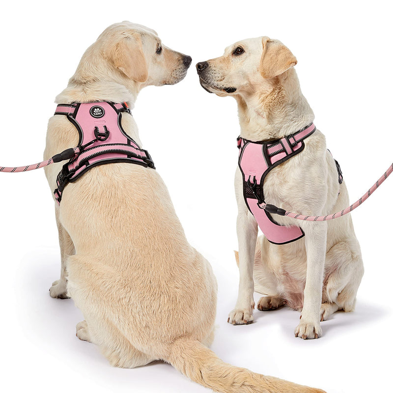 NESTROAD No Pull Dog Harness,Adjustable Oxford Dog Vest Harness with Leash,Reflective No-Choke Pet Harness with Easy Control Soft Handle for Small Dogs(Small,Pink) 【S】neck 11-15" chest 15-21" Pink - PawsPlanet Australia