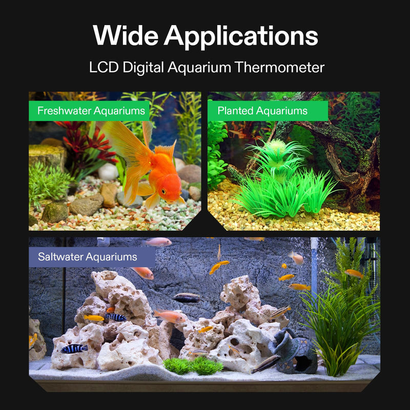 VIVOSUN 1-Pack LCD Digital Aquarium Thermometer Fish Tank Water Terrarium Temperature with Suction Cup for Turtle