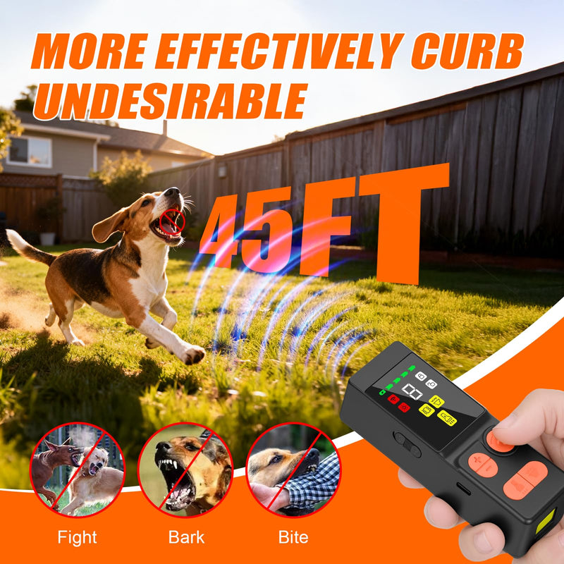 Dog Bark Deterrent Devices 2026 New Updated 4X Ultrasonic Anti Barking Device with 10 Modes & LED Light, 45ft Range Rechargeable Handheld Trainer for Dogs Humane Bark Control