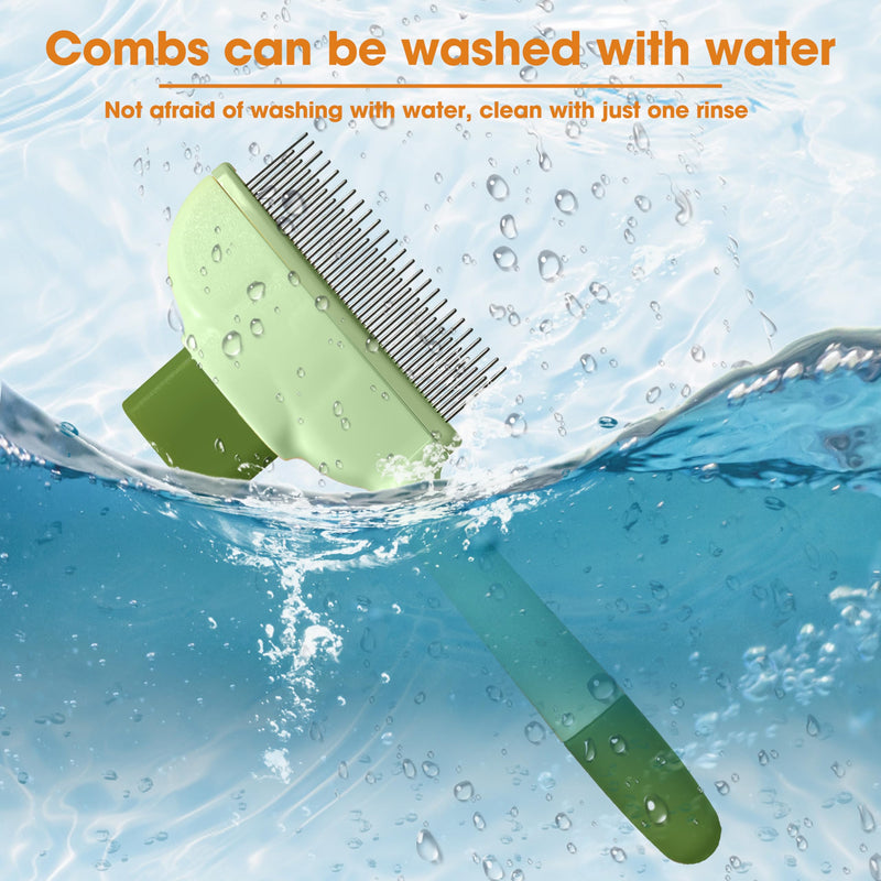 Cat Hair Brush & Dog Brush, Deshedding Brush for Long or Short Haired Pets, Removes Loose Fur, Durable Stainless Steel & ABS Design (green) green - PawsPlanet Australia