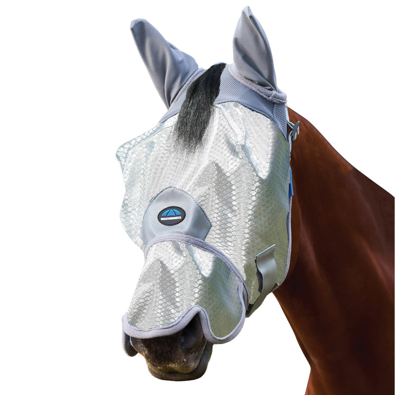 WeatherBeeta ComFiTec Hexi Shield Fly Mask with Ears & Nose, Silver, Medium M