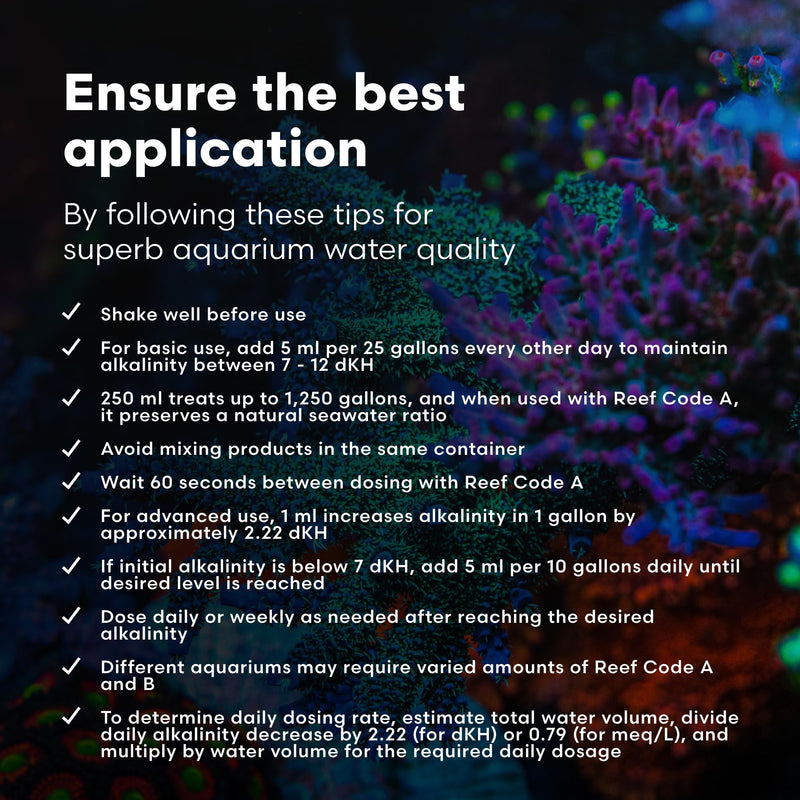Brightwell Aquatics - Reef Code B - Balanced Calcium & Alkalinity System Water Conditioner - For All Saltwater Marine Fish & Reef Fish Tanks - Aquarium Water Treatments, 16.9 fl oz 500-ml - PawsPlanet Australia