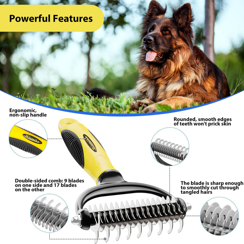[2in1]Cat Brush/Dog Brush, Self Cleaning Dog Grooming Brush&Undercoat Rake Dog, Professional Dog Brushes for Grooming - Removes 90% of Loose Undercoat,Suitable for Medium and Long Haired Dogs Cats - PawsPlanet Australia