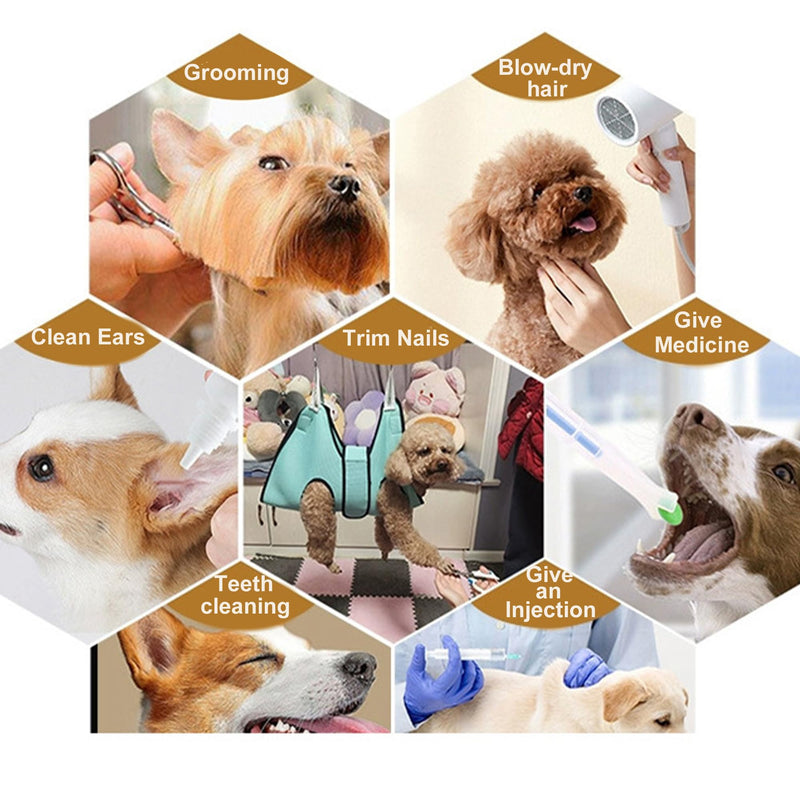 Dog Grooming Hammock, Helpful Hammock for Nail Trim, Restraint Sling for Nail Clipping, Grooming Hammock for Dog Pet to Nail Trimming (Light Blue, L) Light Blue - PawsPlanet Australia