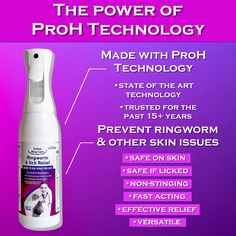 FlexTran Feline Ring Care | Control & Help with Cat Ringworm, Mange, Dermatitis, Dog Paw Yeast. Also works on Dogs, Hamsters, Guinea Pigs, Rabbits, etc. Makes 32 oz of spray for Cats and Itch Relief