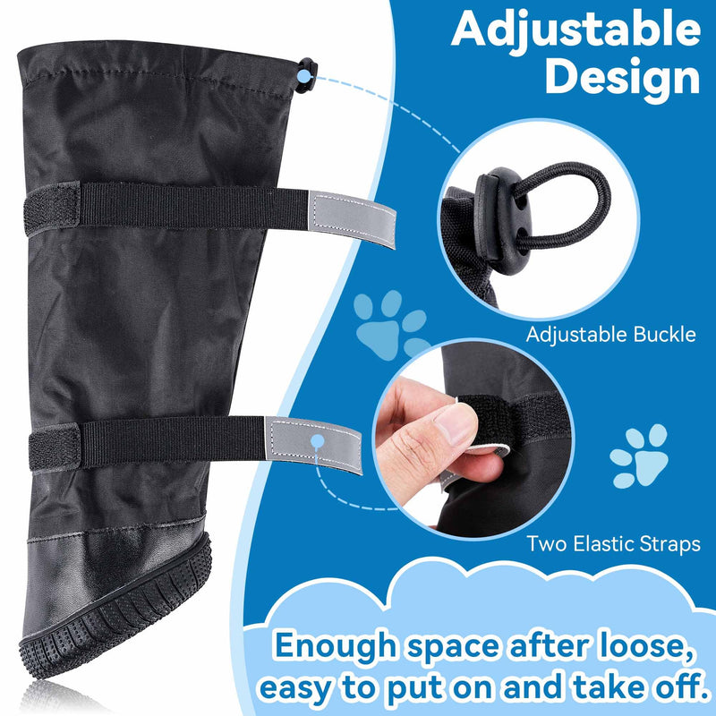 Hipaw Waterproof Dog Boots for Winter Snow Rain,Non-Slip Dog Shoes for Medium to Large Dogs,Extended Cuff Paw Protectors for Outdoor Walking Hiking Black L (Insole wide 2.8") for 70~99lb - PawsPlanet Australia
