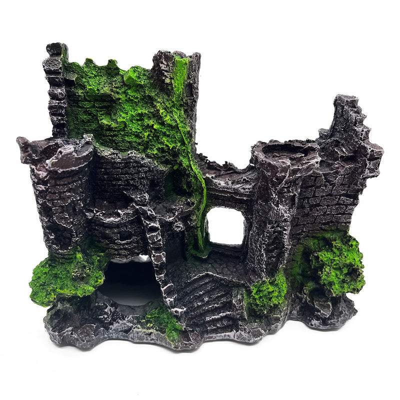 J-star Fish Tank Decorations, Aquarium Decorations Castle, Landscape Ornament Rock Resin Decoration, Safe for Freshwater and Saltwater - Green Castle - PawsPlanet Australia