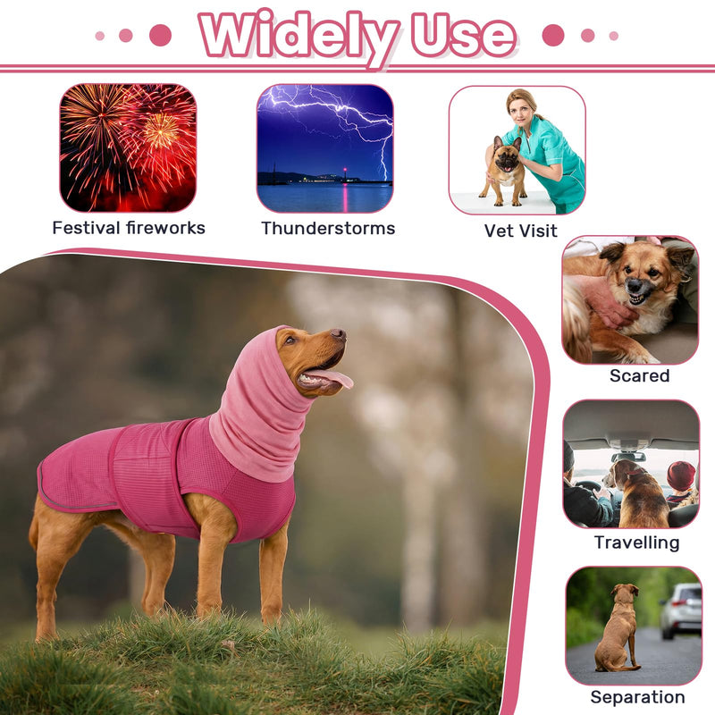 IECOii Dog Calming Shirt,Dog Separation Anxiety Jacket Soft Compression Hoodie for Anxious Dogs Compression Shirt Noise Cancelling Dog Ear Muffs Calming Wrap for Dog Ear Infection Recovery RoseRed XL XL(Chest Girth:26.77"-31.50")