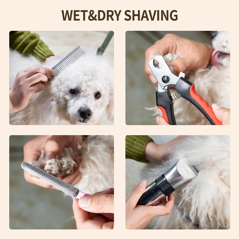BarberBoss Cordless Dog Grooming Clipper - Waterproof, Ceramic Blades, LED Display, Fast Charging, Electric Pet Clippers for Dogs & Cats, Pets Hair Trimmer, QR-9082 - PawsPlanet Australia
