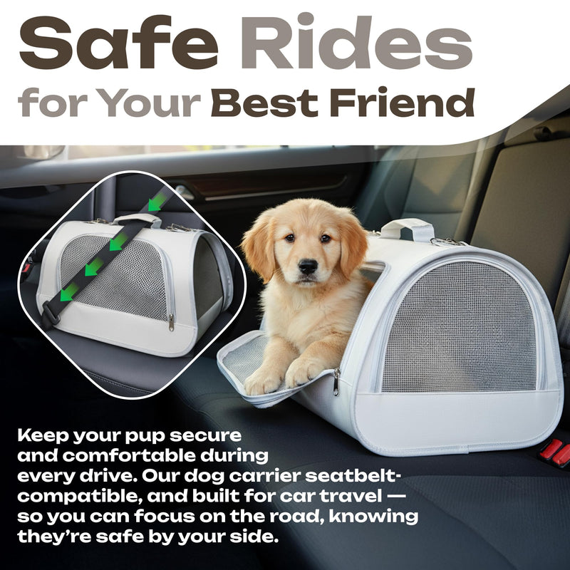 Small Pet Carrier for Cats, Rabbits, Guinea Pigs – Airline Approved Soft-Sided Travel Bag, Lightweight Dog Carrier, Ventilated & Foldable (Up to 10 lbs, Beige) - PawsPlanet Australia