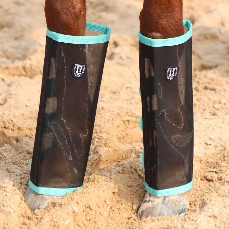 Harrison Howard Loose-Fitting Horse Fly Leggings Breathable, Tear-Resistant Fine Mesh Leg Guards Stay-on Comfortable Fly Boots (Set of 4) Summer Mint Medium