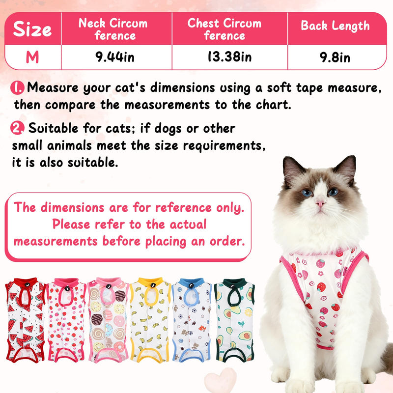 6 Pack Recovery Suit for Cats, Breathable Female and Male Onesie Cat Recovery Suit E Collar Alternative Pajama for After Surgery Spay Abdominal Skin Anti Licking(Medium)
