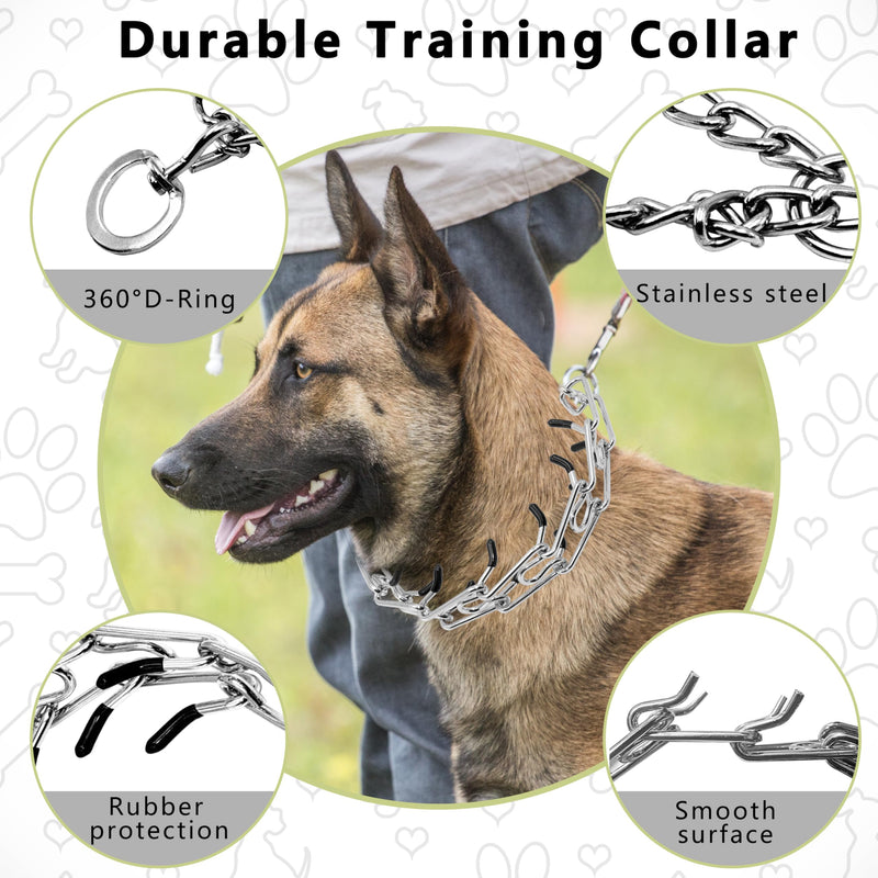 Adjustable Dog Collar, Pinch Collar for Dogs,Dog Training Collar for Small Medium Large Dogs,Metal Prong Collar with Comfort Rubber Tips (Large, 3.5mm, 21.6-Inch) Large ( 3.5mm, 21.6-Inch) - PawsPlanet Australia