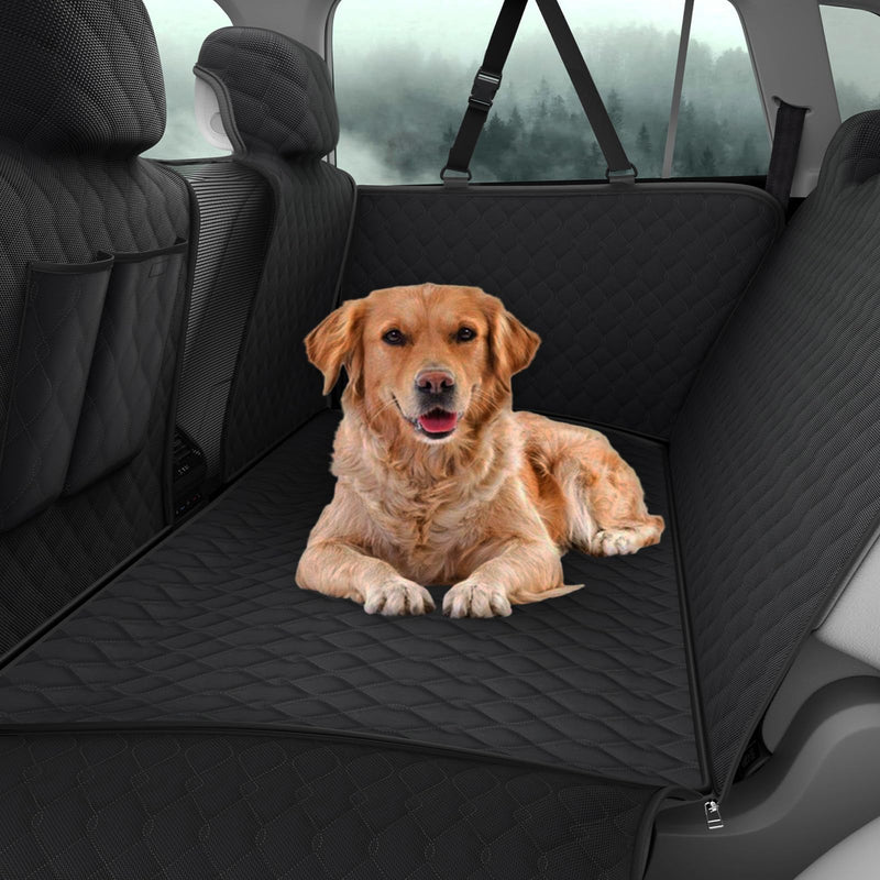 Compatible with Dog Car Seat Cover Protector Back Seat Pet Cover for Dogs Hammock Backseat Dog Cover with Side Flaps Storage Pocket Zip Mesh for Honda Accord 10th 2017-2024 (Black) - PawsPlanet Australia