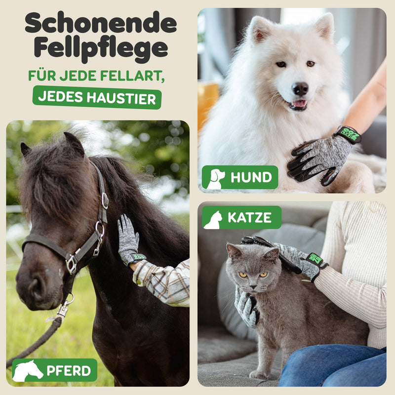 Dr. Zoo Professional grooming gloves; for any pet with short, medium and long hair; can be used as a dog/cat/horse brush or curry comb; grooming glove for removing cat/dog hair