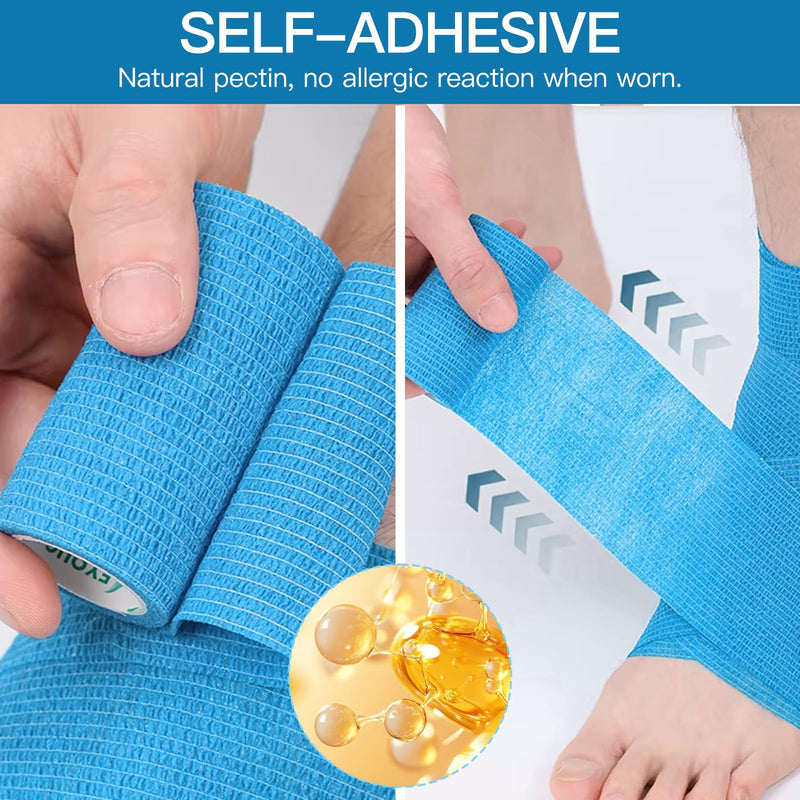 12 Rolls Self-Adhesive Elastic Cohesive Bandage 7.5 cm x 4.5 m Non-Woven Cohesive Bandage for Hands, Feet, Knee, Cat, Dog, Horse Pets