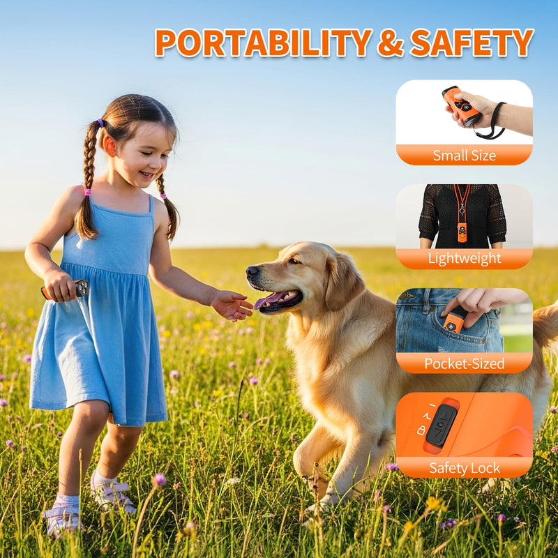 Stop Dog Barking - Safe Ultrasonic Trainer, 2025 Upgrade Anti Barking Device 30FT Range, Adjustable Portable & Rechargeable 3X Ultrasonic Bark Deterrent for Own or Neighbor’s Dog - Indoor&Outdoor Orange - PawsPlanet Australia